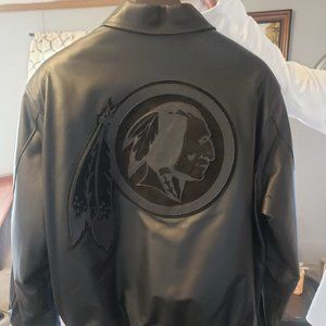 Leather NFL Redskins snap button coat New